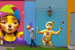 Street art in the style of Os Gemeos