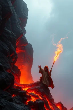 frodo baggins with a vape falling into the lava of mordor