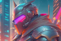 Best quality, masterpiece, ultra high definition, Retro Futuristic,cyberpunk knight Comic style