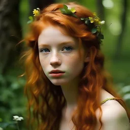 pretty girl, aged 19, ginger, conventionally attractive, dreamy, faun, satyr