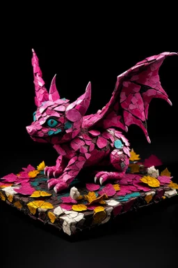 A magenta wind elemental bat designed in ancient Roman mosaics painted by Alfred Sisley