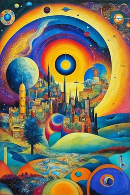 A cosmic storm of the greatest magnitude; neo-surrealism; hundertwasser; Kandinsky; Golden Hour; Iridescent; Controversial; Supremely Detailed; Marvelous; Whimsical