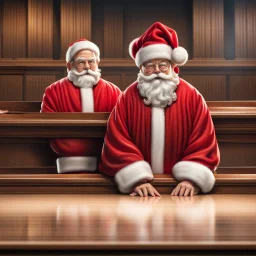 Santa Claus is a judge on the bench presiding over a case.