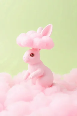 A pink plastic cloud floating in the rabbit