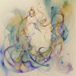 Create a detailed composition with overlapping and intertwined organic shapes, representing the initial allure and entanglement of addiction watercolour sketch