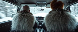 kjørekarene har reinskinn over baken, dette gjør godt når man skal sitte på isete tømmerstokker, motion blur background
