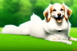 Cute Dog Laying Down On Grass, Sunny, Bright Lighting, Cute,