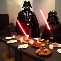 Darth vader together Indiana Jones dinner