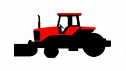 side profile of a modern tractor(red) with black wheels, smooth vector
