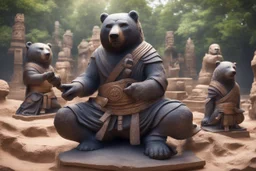 archeologists discovering space bear ninja people worshipping statues and idols