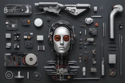 knolling cyborg head parts