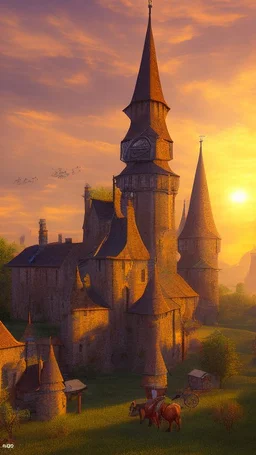 Sundown is approaching when you top a rise and see the medieval town just a few miles away across the rolling grasslands.