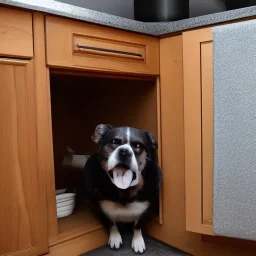 hiding under cabinet