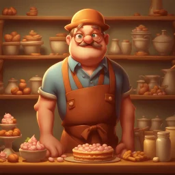a cartoon character thirty years old confectioner , an ultrafine detailed painting by senior character artist, featured on polycount, sots art, artstation hd, 2d game art, behance hd