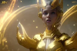  beautiful cosmic woman, golden color skin, long hair, nice smiling, magic glamour make up, delicate colors, beautiful glamour galactique dress, ultra sharp focus, 8k, unreal engine 5, extremely sharp detail, light effect, soft light atmosphere of a spaceship, smooth, full of details, face in front, complete vision of face and hair and body