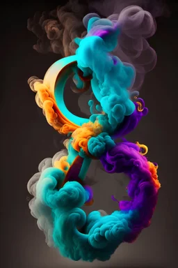 accurate ampersand made out of colorful smoke
