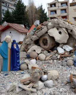 Nativity scene bomb rubble Ukraine