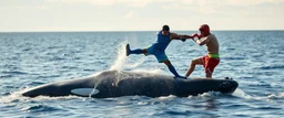 kick boxing match on top of whale