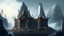 a fantasy temple in a nordic style