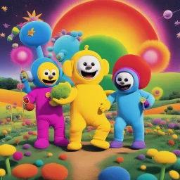 Cheech and Chong stumble upon the colorful and innocent Teletubbies, but under the influence of acid, everything spirals out of control. The once peaceful Teletubby land transforms into a psychedelic nightmare, filled with dancing sun babies and talking vacuum cleaners. The vibrant colors blend with the hallucinogenic effects of the acid, creating a mind-bending visual spectacle. As Cheech and Chong navigate this surreal world, they encounter bizarre creatures and nonsensical scenarios that pus