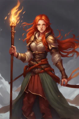 Teenaged Female Red haired kitsune paladin/bard