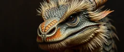 close up portrait painted by Rembrandt, stupid looking furry dragon
