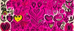 A magenta kingdom with hearts designed in African masks painted by Henri Matisse