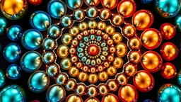 3d mandela recursive made of a metallic random color spheres turning many times likr Spirograph drawing Kaleidoscope Ruler Set creation