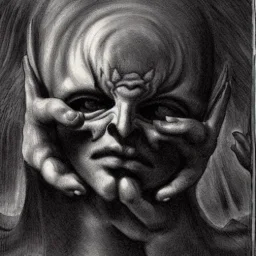 Demon holding two heads