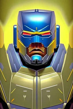 Fotoretrato de un transformer de 1980, debe ser algo decadente. Vibrante en colores, solo su cara es un retrato. Divoced, divorciado, depresivo, Rounded autobot, optimus prime. Animé. Wasted drunk. Yellow, fun. Cosmos.