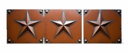 these shapes embossed in rusty metal star on smooth contrasting background