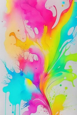 Abstract wet watercolour, primary coloure