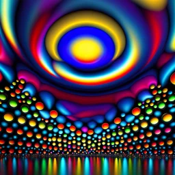 a 3d fractal structure made of metallic random color shperes, pertty artistc background