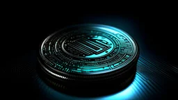 Glittering, futuristic coin with a polished surface. Intricate lines of code etched on the edges, embodying the essence of programming. Subtle binary patterns embedded, creating a captivating digital texture. The vibrant emblem of CodingCoin, symbolizing the fusion of technology and currency. Shot with a Sony A7 III, Kodak Ektachrome E100 film, Zeiss Batis 50mm f/1.4 lens. Unlikely collaborators: David Fincher, Emmanuel Lubezki, Annie Leibovitz, Hideo Kojima, Alexander McQueen, Iris van Herpen.