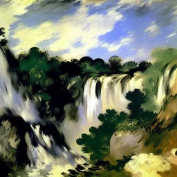 Waterfalls, clouds, edouard manet painting