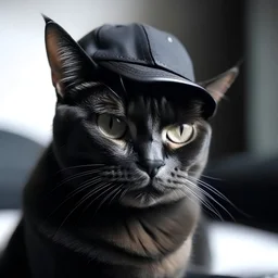 cat wearing black cap