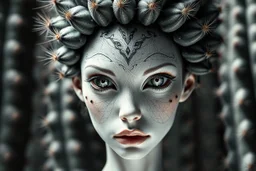hypercomplex cactus sylph, symmetrical face, detailed face features, sharp eyes, soft skin, by Daniel Merriam, by Albrecht Altdorfer, surreal, abstract, half alien, half woman, cactus growing Modifiers: fantasy intricate very attractive beautiful Unreal Engine hdr cinematic postprocessing pencil sketch black ink Craig Rutkowski more Magic Prompt A surreal fantasy portrait of a hypercomplex cactus sylph with a perfectly symmetrical face, featuring sharp, piercing eyes and impossibly soft skin th