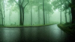 raining in the forest