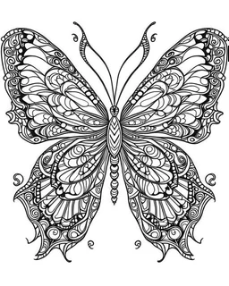 Page coloring book, mandala butterfly, white Background, clean line art