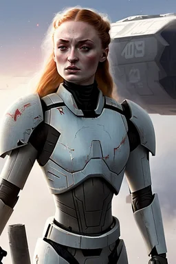 [Sophie Turner] Captain Sophie Turner emerged from the escape pod with a steely determination befitting her role as an elite Imperial stormtrooper. Though stripped of her custom white armor, she remained a proud member of the Empire's military forces. The harsh environment of this unknown planetary would not break her spirit or training. Taking stock of her situation, Captain Turner inventoried what supplies had survived the rough landing intact. Her boots, bodysuit, and pack were still servicea