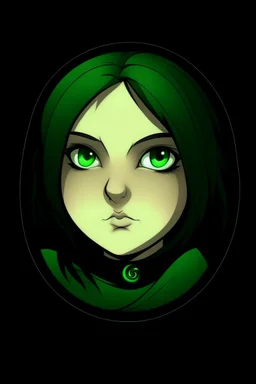 dark beautiful logo cartoon circle green eyes chubby