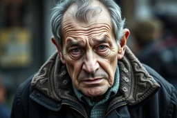 very very ugly man , lot of wrinkles, to much wrinkles, nametag fittnylle on jacket