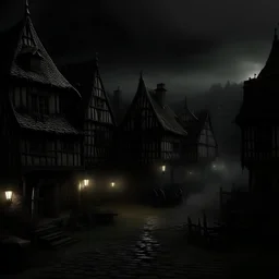 medieval village, dark, satanic