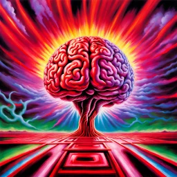 fantasy 90's tcg art of a brain in a red vortex