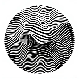 A stream of thoughts, black waves on a white background in a circle, logo, minimalism,fewer stripes of fingerprint