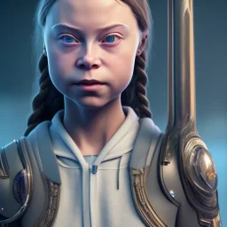  Greta Thunberg octane render, 8k, high detail, elvish, metallic