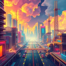 create a nice cool background for my account the image must show Worlds Non Existed and Reality and Reimagined , future modern city and future modern industry ,vibrant metallic colors .1:1 ratio. no text should displayed