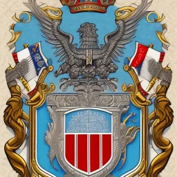 coat of arms of a city in the moutains, very detailed