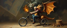 master oil painting by Rembrandt, magic trike man, the dragon potato