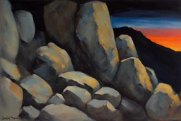 Night, mountains, rocks, rodolphe wytsman impressionism paintings